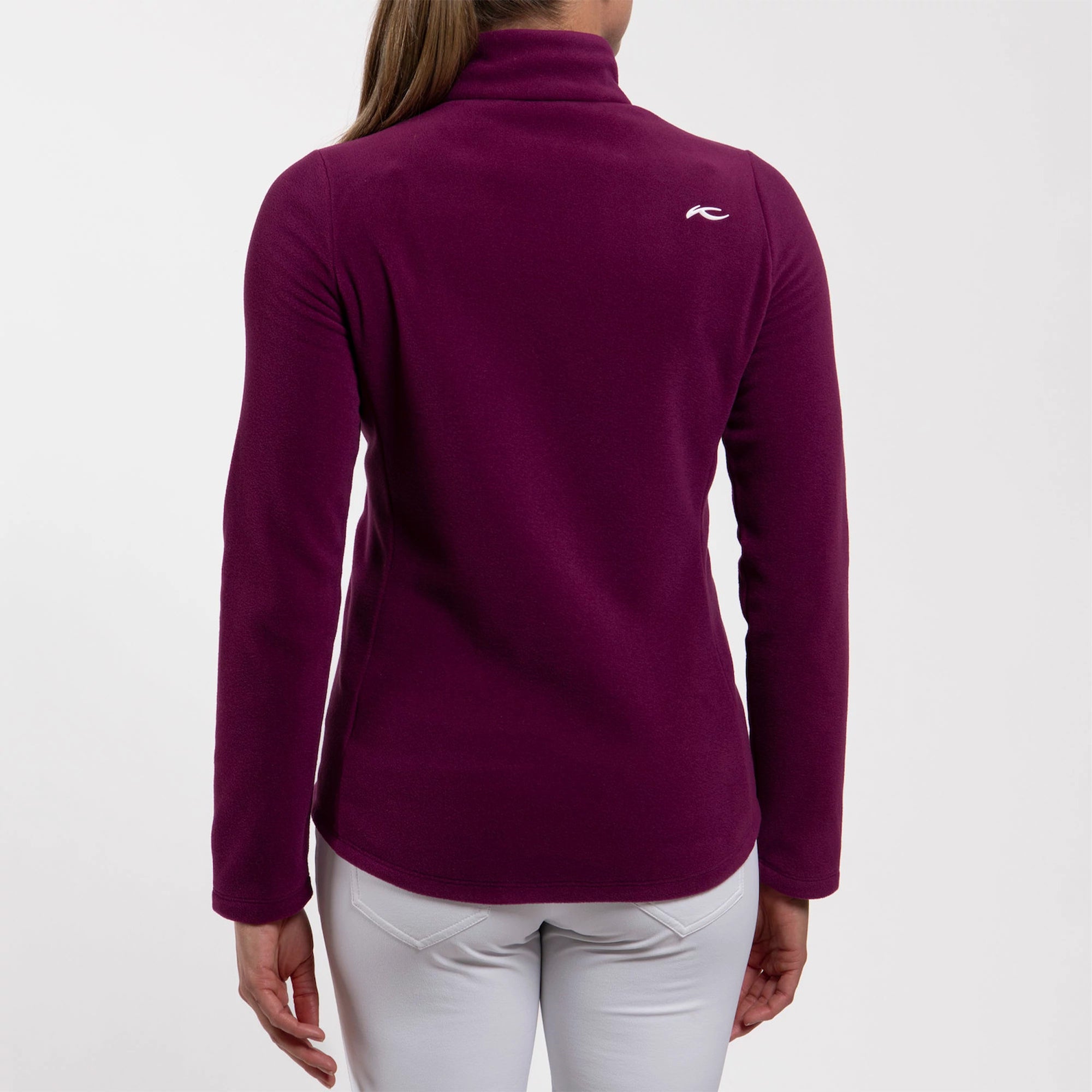 KJUS Lucerne Italian Fleece Ladies Golf Jacket Deep Ruby/Atlanta Blue